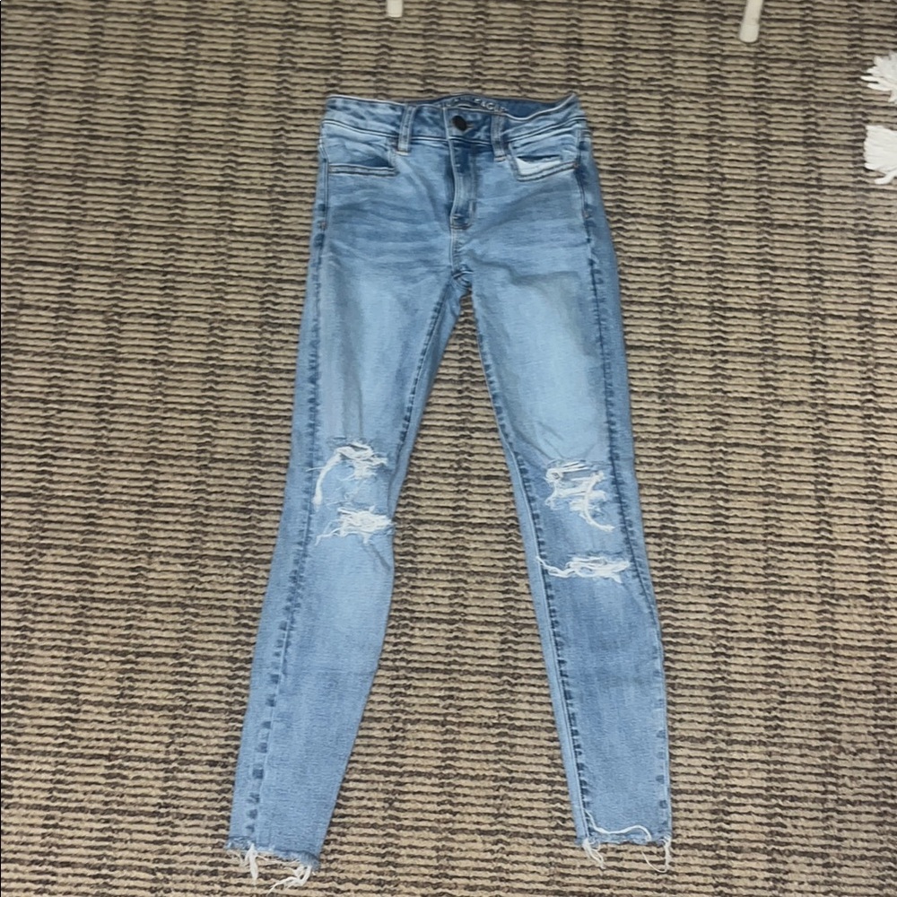 American Eagle Outfitters Blue Skinny Jeans Distressed